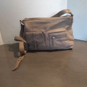Stone Mountain taupe leather messenger bag